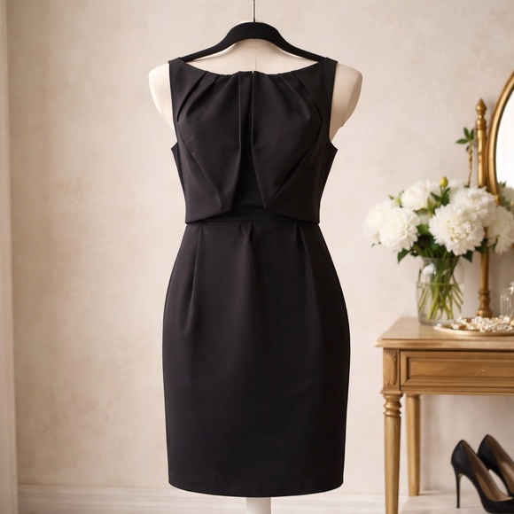Zac Posen Black satin sheath Bow cocktail dress - Picture 6 of 9